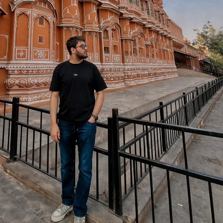 Standing outside Hawa Mahal in Jaipur
